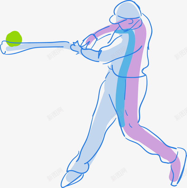 紫色渐变棒球击球手png免抠素材_新图网 https://ixintu.com 健康 击球手 强身健体 打棒球 运动健身 锻炼