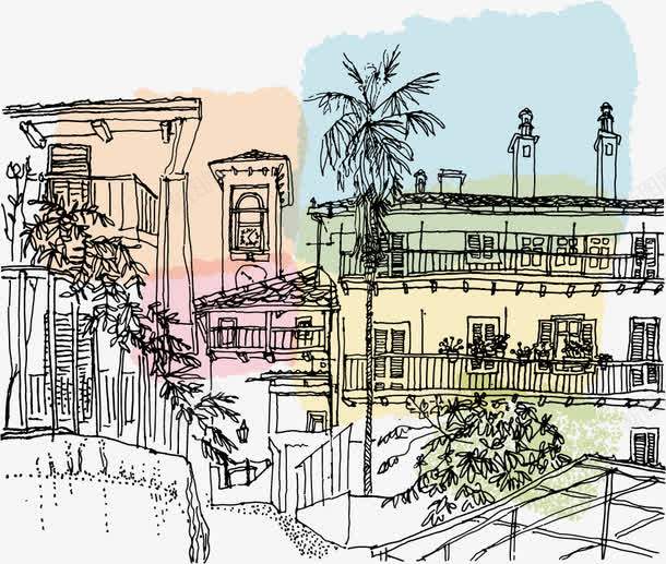 素描意大利小镇png免抠素材_新图网 https://ixintu.com 建筑速写 意大利 矢量素材 素描 街景 速写