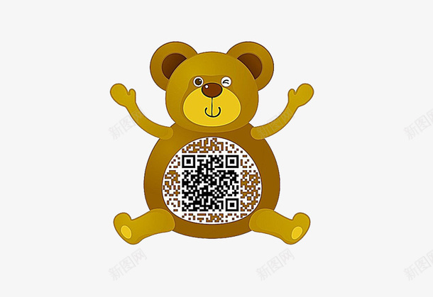 卡通毛绒玩具二维码png免抠素材_新图网 https://ixintu.com 免抠 卡通创意设计 店铺二维码 毛绒玩具二维码 简约