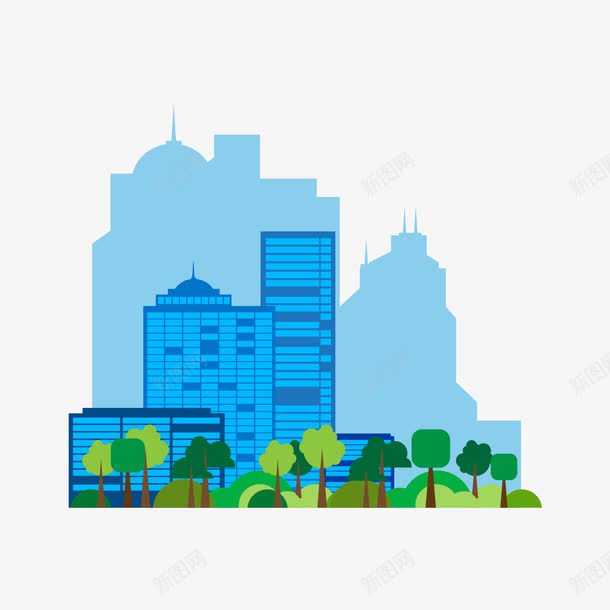 卡通扁平城市建筑png免抠素材_新图网 https://ixintu.com 卡通 城市 建筑 扁平