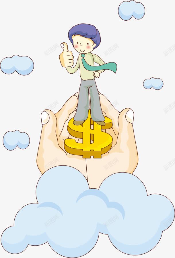 手势金钱符号上的男孩png免抠素材_新图网 https://ixintu.com 卡通人物 卡通男孩 手势 男孩 矢量男孩 金钱符号