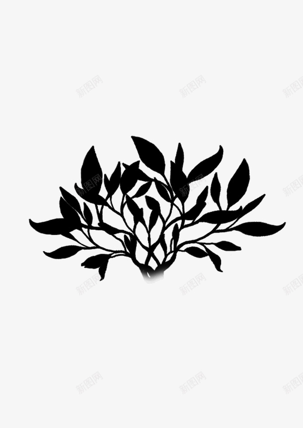 绘画植物叶子黑白png免抠素材_新图网 https://ixintu.com 叶子 绘画植物 黑白