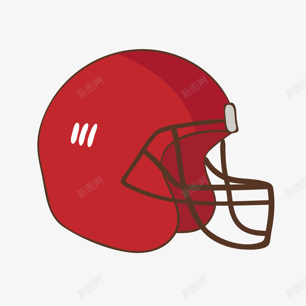 卡通手绘橄榄球运动防护头盔矢量图
