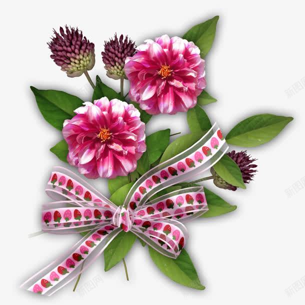 红色花朵红色飘带png免抠素材_新图网 https://ixintu.com 素材 红色 花朵 飘带