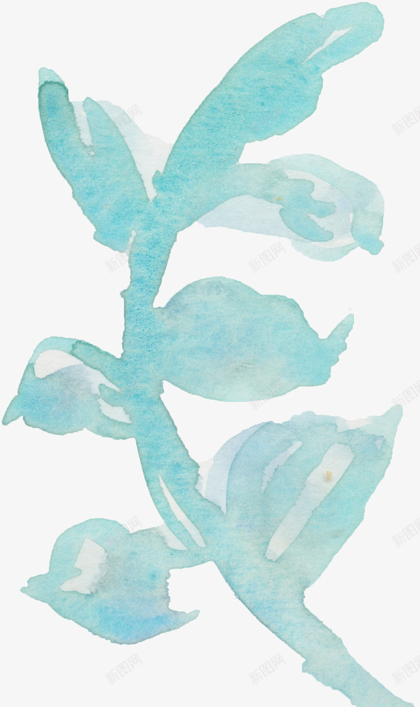 水彩质感手绘叶子植物png免抠素材_新图网 https://ixintu.com 叶子 手绘 水彩 绿色 装饰图案