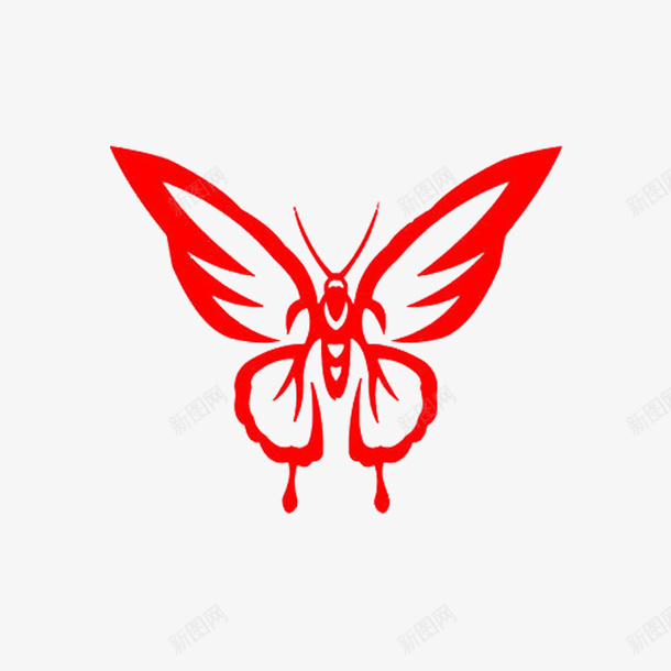 蝴蝶剪纸png免抠素材_新图网 https://ixintu.com 传统 剪纸 竹剪纸 红色 艺术