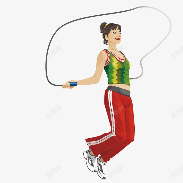 跳绳的美女png免抠素材_新图网 https://ixintu.com 美女 跳绳 运动