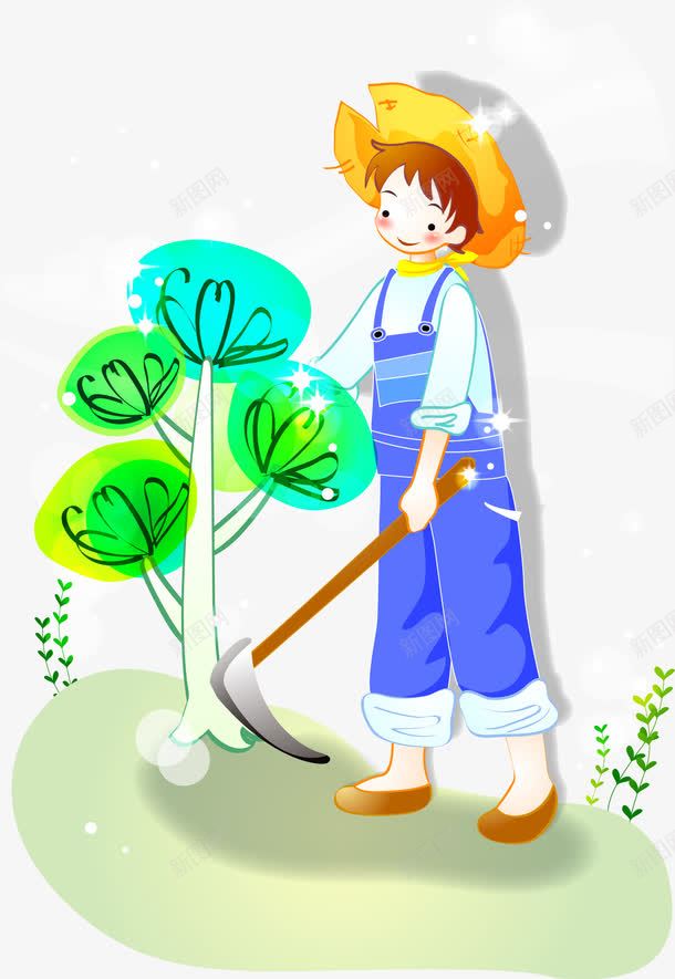 种树的少年png免抠素材_新图网 https://ixintu.com 劳动 卡通 少年 种树 种树场景