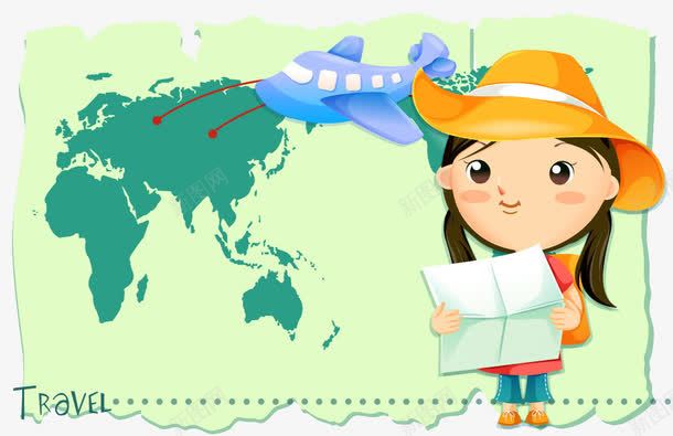 女孩旅游png免抠素材_新图网 https://ixintu.com 女孩 学生 旅游 飞机
