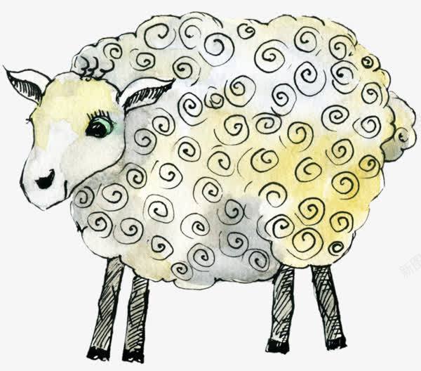 手绘祥云小羊png免抠素材_新图网 https://ixintu.com 小羊 手绘 祥云 绵羊