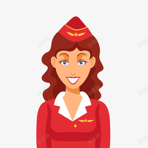 红色服装的空姐人物矢量图ai免抠素材_新图网 https://ixintu.com 人物设计 扁平化 空姐 红色服装 职业人物 矢量图