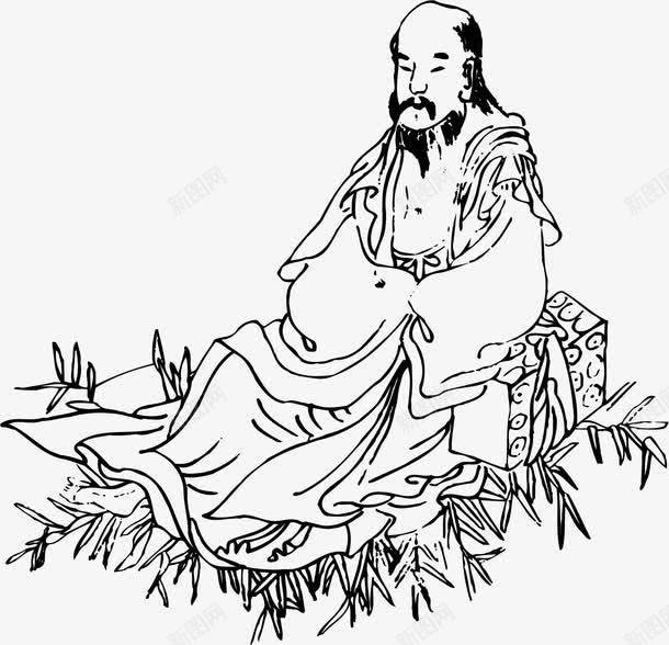 手绘白描png免抠素材_新图网 https://ixintu.com 中国风 人物 手绘 白描