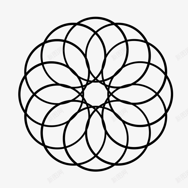 黑色圆形花纹图标png_新图网 https://ixintu.com PNG图形 圆形 手绘 花纹 装饰