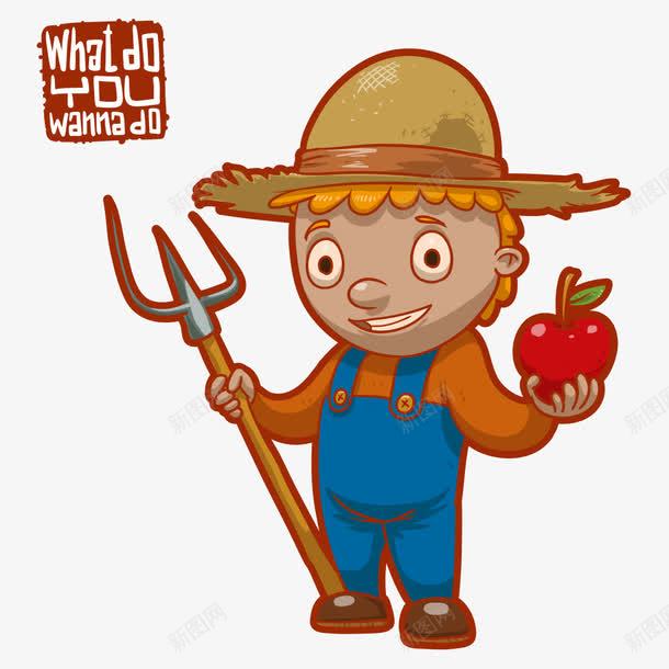 戴草帽的小孩png免抠素材_新图网 https://ixintu.com 人物 卡通人物 矢量人物 苹果