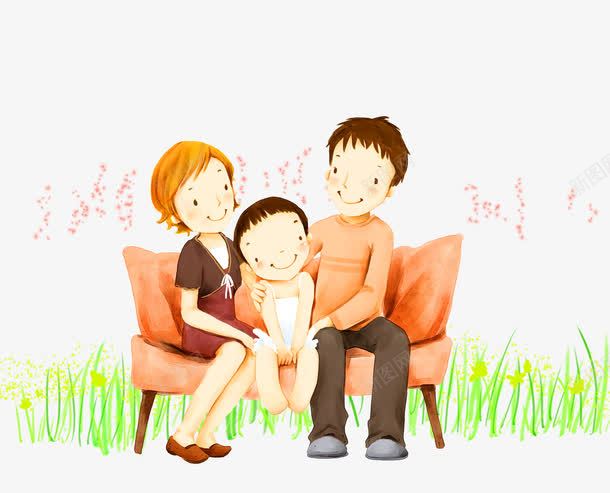 橙色卡通一家人装饰图案png免抠素材_新图网 https://ixintu.com 一家人 卡通 橙色 装饰图案