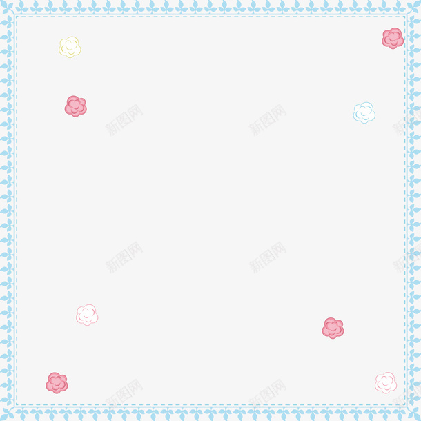 手绘蓝色花边边框矢量图ai免抠素材_新图网 https://ixintu.com 手绘 蓝色 边框 矢量图