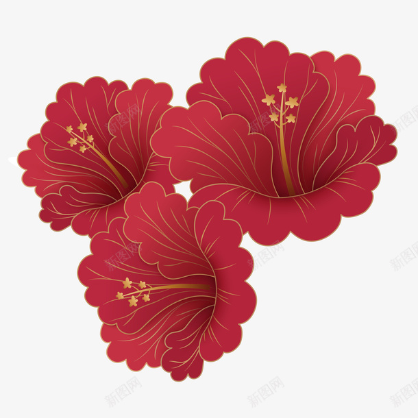 三朵鲜花png免抠素材_新图网 https://ixintu.com 300像素图 PNG免抠 大图免抠 木槿 花卉 高清免抠 鲜花