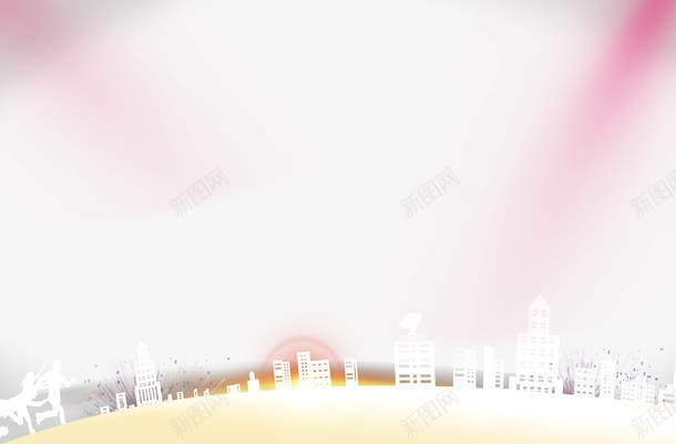 建筑剪影背景png免抠素材_新图网 https://ixintu.com 建筑 白色剪影 背景