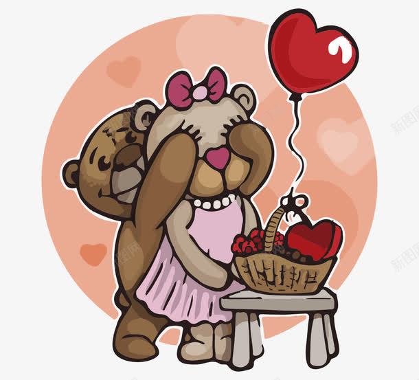 泰迪熊插画png免抠素材_新图网 https://ixintu.com 气球 泰迪熊 爱心 篮子