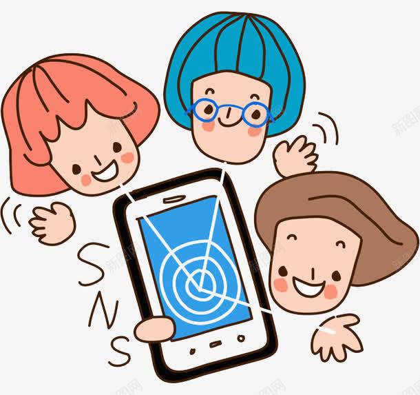 聊天的人png免抠素材_新图网 https://ixintu.com 交谈 可爱的 女孩 手机 挥手的 插图 聊天