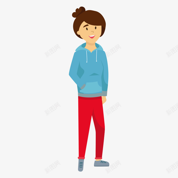 帽衫女孩png免抠素材_新图网 https://ixintu.com 一个 卡通 女孩 帽衫 手绘 简图 红色 蓝色