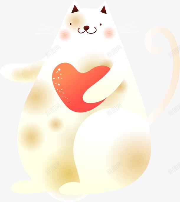 拿着爱心的胖猫png免抠素材_新图网 https://ixintu.com 动物 卡通猫 手绘猫 拿着爱心的猫 爱心 胖猫