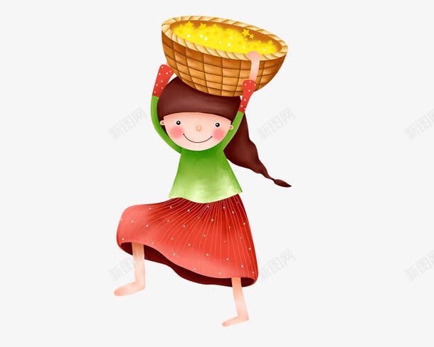 卡通女童png免抠素材_新图网 https://ixintu.com 卡通女童 可爱 簸箕