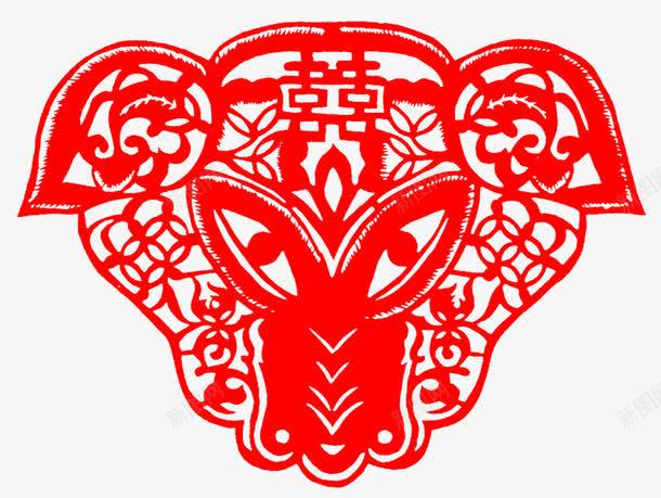 双喜剪纸png免抠素材_新图网 https://ixintu.com 中国风 传统艺术 剪纸 双喜 红色