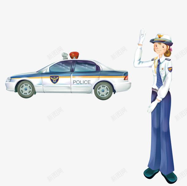 站在警车旁的女交警png免抠素材_新图网 https://ixintu.com 交警 女交警 警车