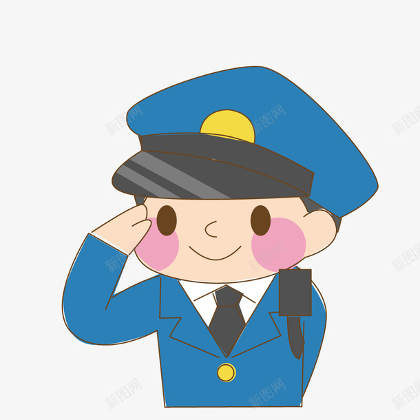 蓝色衣服卡通警察png免抠素材_新图网 https://ixintu.com 人物 人物装饰 卡通人物 手绘人物 蓝色衣服 警察