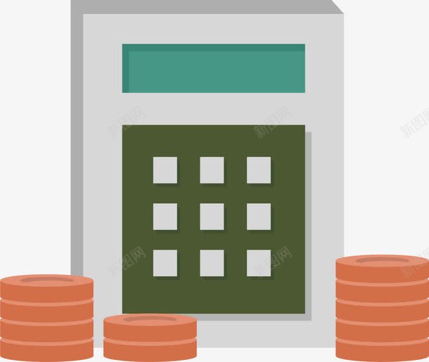 金融理财计算器png免抠素材_新图网 https://ixintu.com 理财 矢量素材 计算器 金币 金融