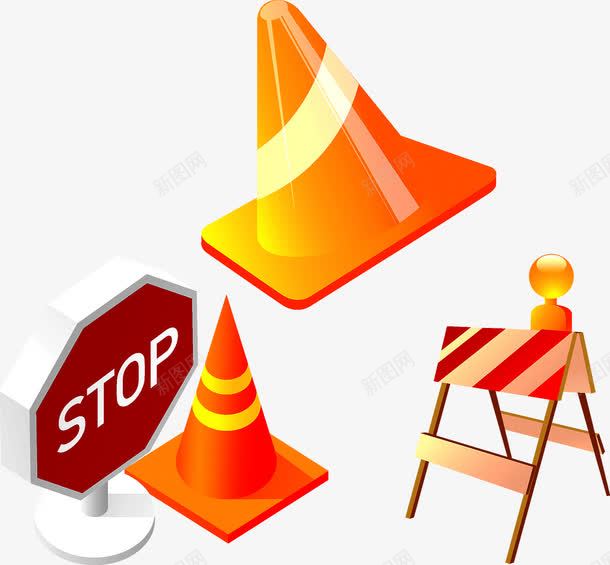 交通路障png免抠素材_新图网 https://ixintu.com 交通 提示板 路障