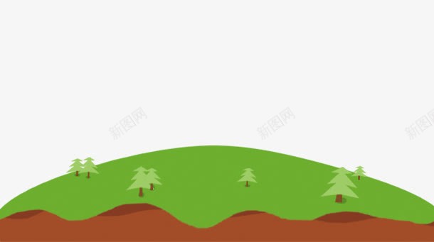 卡通草地和树psd免抠素材_新图网 https://ixintu.com 卡通树 卡通草地 树 绿色 草地