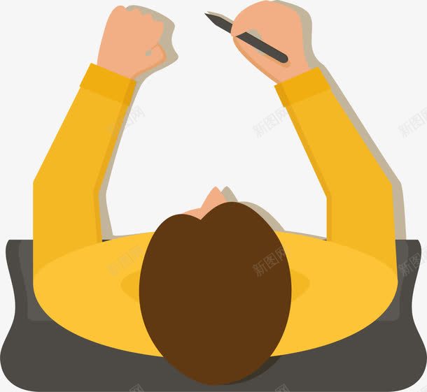 卡通职场人物png免抠素材_新图网 https://ixintu.com 休闲 卡通人物 坐着 思考 职场人物 黑色铅笔