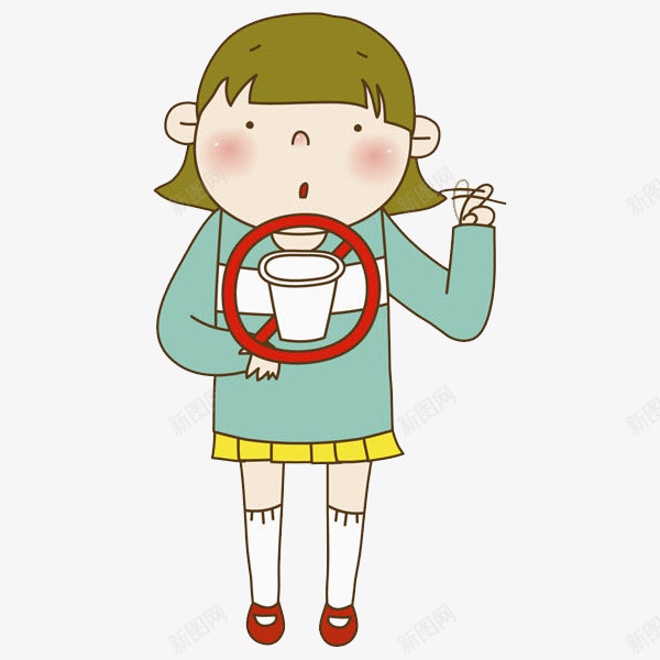 卡通禁止使用一次性杯子的女孩png免抠素材_新图网 https://ixintu.com 一次性杯子 卡通 女孩 插图 环保 禁止手势 节约