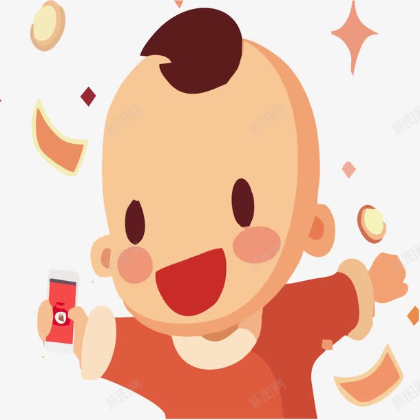 儿童拿手机摇一摇矢量图eps免抠素材_新图网 https://ixintu.com 儿童 手机 手绘插画 摇一摇 摇一摇PNG 新年 矢量素材 矢量图