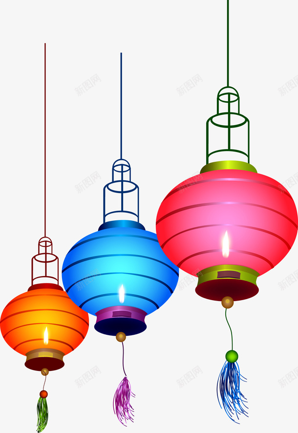 三只灯笼装饰图矢量图ai免抠素材_新图网 https://ixintu.com 三只 灯笼 装饰图 矢量图