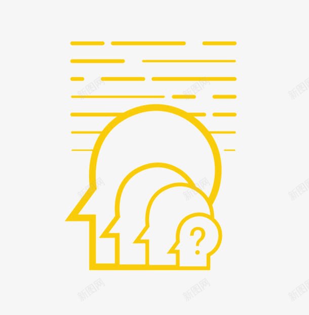 重叠人像png免抠素材_新图网 https://ixintu.com 人物轮廓 头像 疑问 黄色