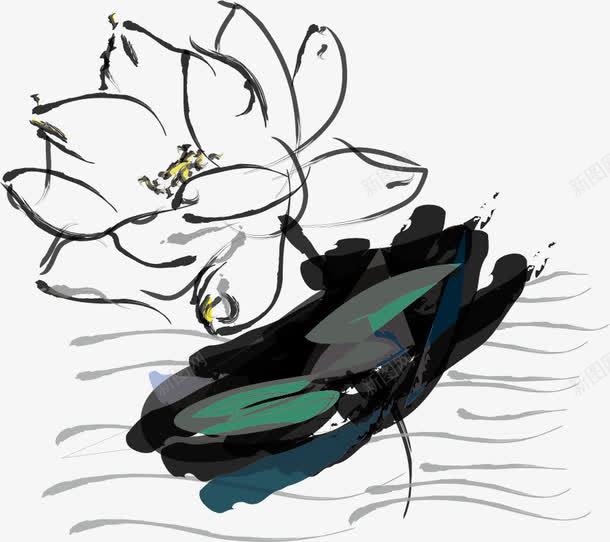 手绘水墨荷花png免抠素材_新图网 https://ixintu.com 中国风 手绘 水墨画 花卉 荷花