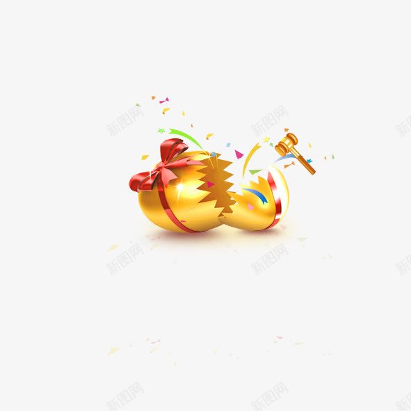 金蛋裂开psd免抠素材_新图网 https://ixintu.com 金蛋裂开