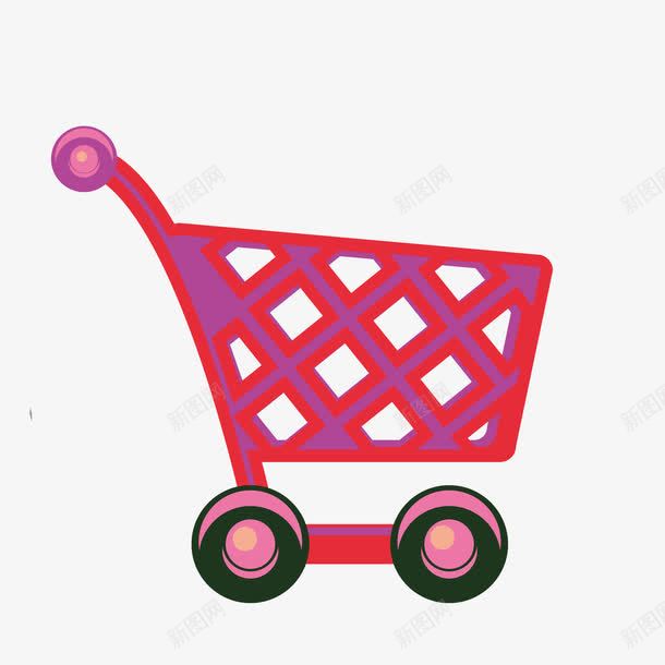 卡通红色购物车png免抠素材_新图网 https://ixintu.com 卡通 红色 购物车