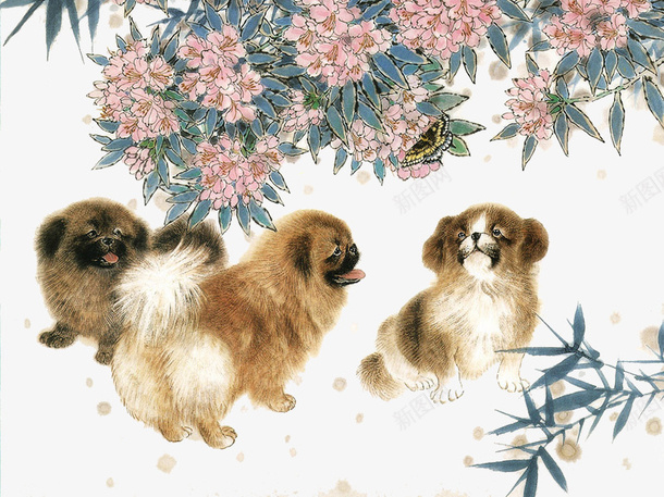 嬉戏的狗狗png免抠素材_新图网 https://ixintu.com 动物 树 狗 玩耍