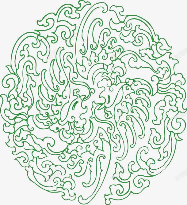 绿色花纹图案背景png免抠素材_新图网 https://ixintu.com 中国风 绿色 花纹图案 装饰