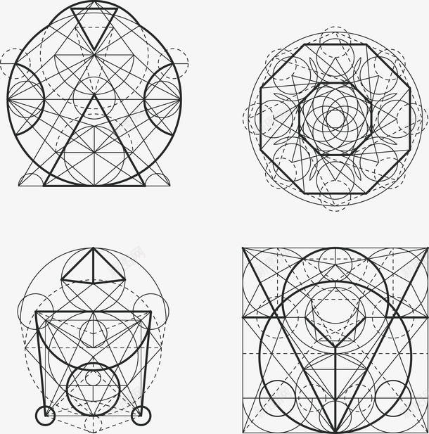 精美几何纹身刺青图形矢量图图标