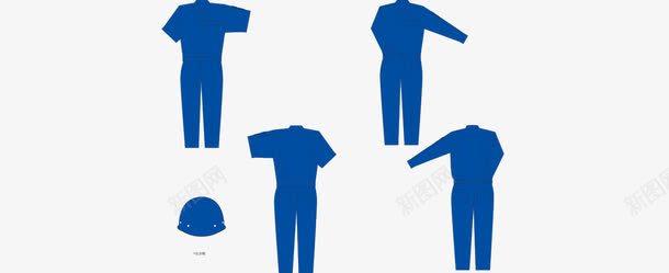 扁平服装套装蓝色工装png免抠素材_新图网 https://ixintu.com 套装 扁平 服装