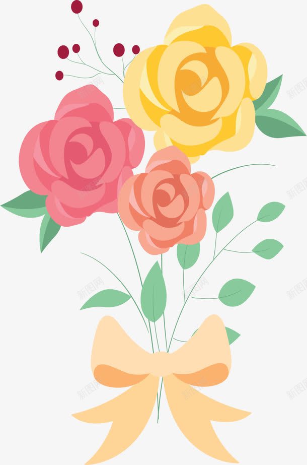 彩色玫瑰婚礼花束矢量图ai免抠素材_新图网 https://ixintu.com 婚礼花束 彩色玫瑰 玫瑰花束 矢量png 花束 矢量图