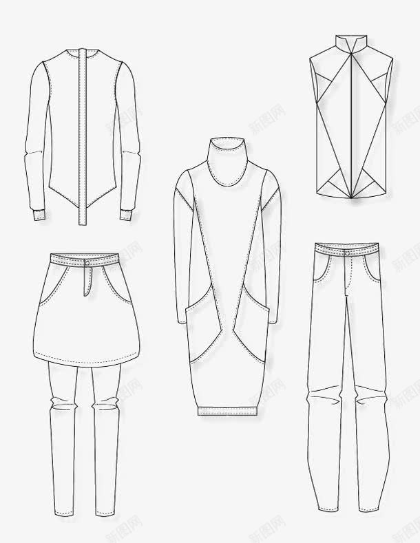 手绘服装图案png免抠素材_新图网 https://ixintu.com 服装图案 褂子和裤子 连衣裙