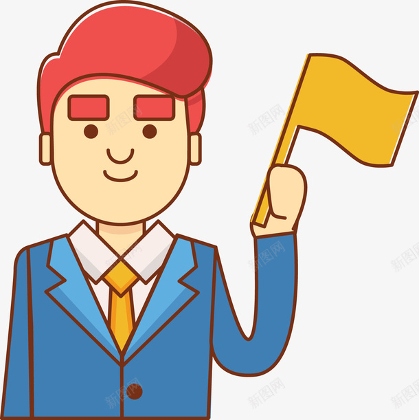 卡通拿旗的人png免抠素材_新图网 https://ixintu.com png素材 人 卡通画 旗子