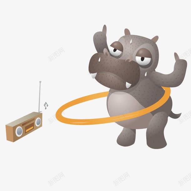 听音乐转呼啦圈的公牛png免抠素材_新图网 https://ixintu.com 公牛 呼啦圈 音乐