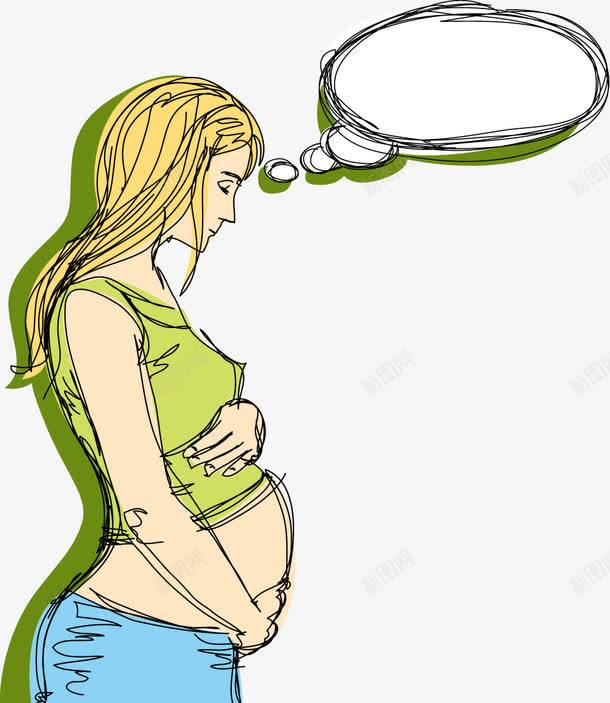 卡通孕妇和对话框png免抠素材_新图网 https://ixintu.com 卡通 孕妇 对话框